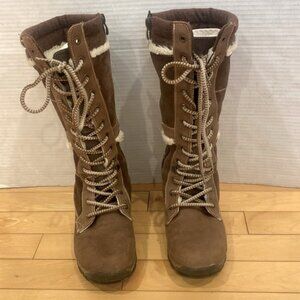 BANFF TRAIL Brown Suede like lace up side zipper  water resistant